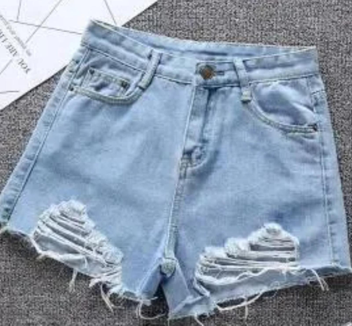 Short jean femme grandes tailles taille haute à ourlet effiloché - vue 6