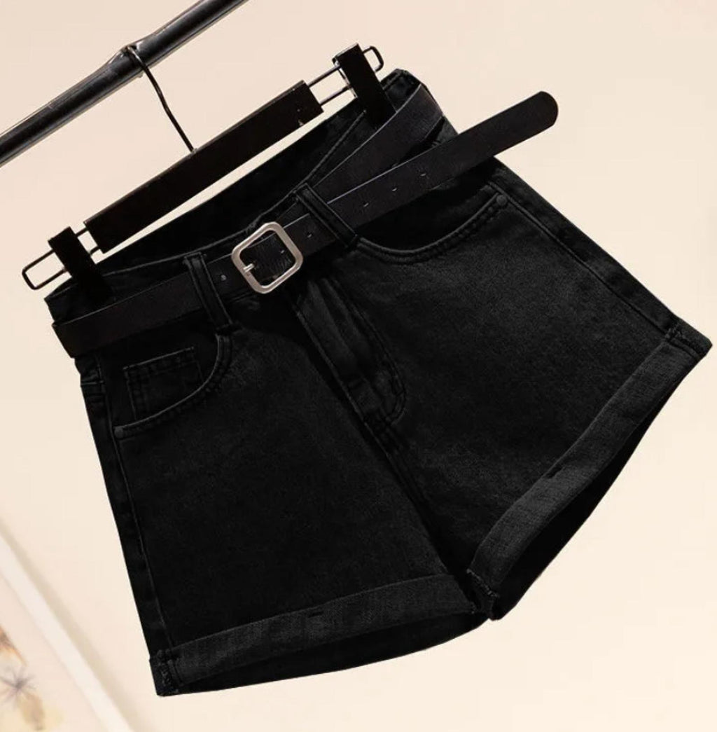 Short jean femme grandes tailles taille haute à revers - Santa Mode - vue 2