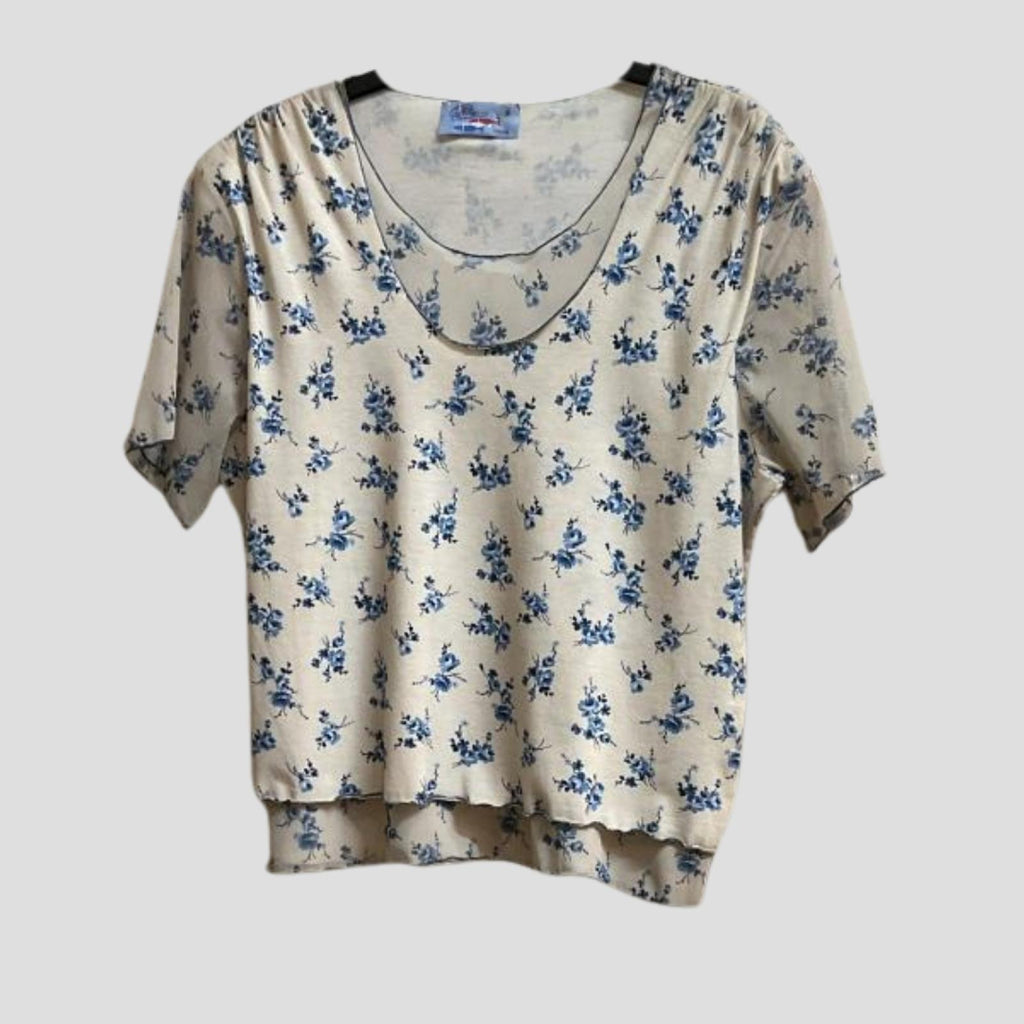 T-shirt femme crème fleuri Modèle Milana - vue 2