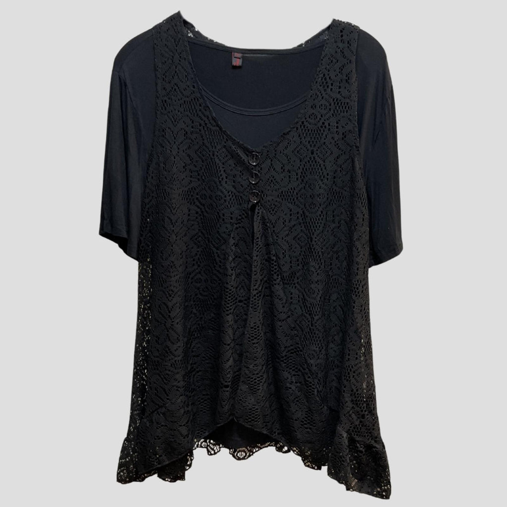 T-shirt femme dentelle noire Modèle Nocturna - Santa Mode - vue 2