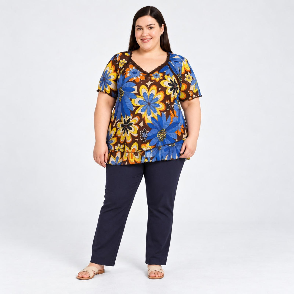 T-shirt femme fleuri rétro Modèle Zanelya - vue 2