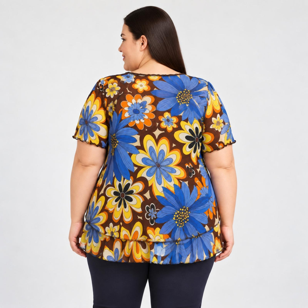 T-shirt femme fleuri rétro Modèle Zanelya - vue 3