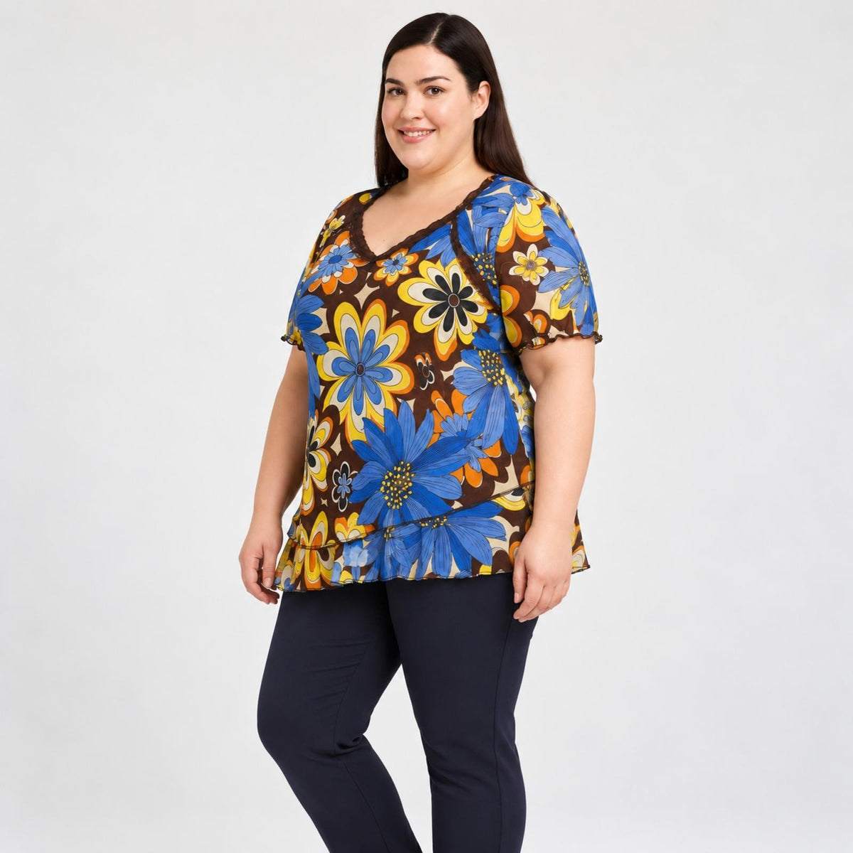 T-shirt femme fleuri rétro Modèle Zanelya - vue 4