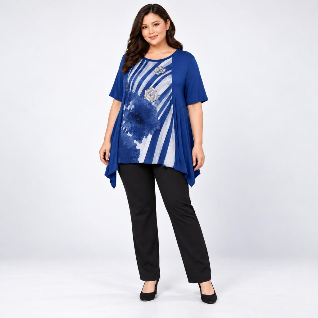 T-shirt femme graphique bleu foncé Modèle Béatrice