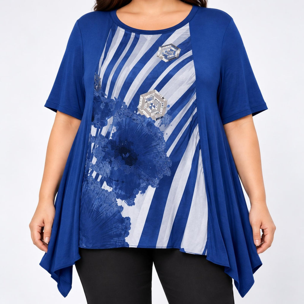 T-shirt femme graphique bleu foncé Modèle Béatrice - vue 2