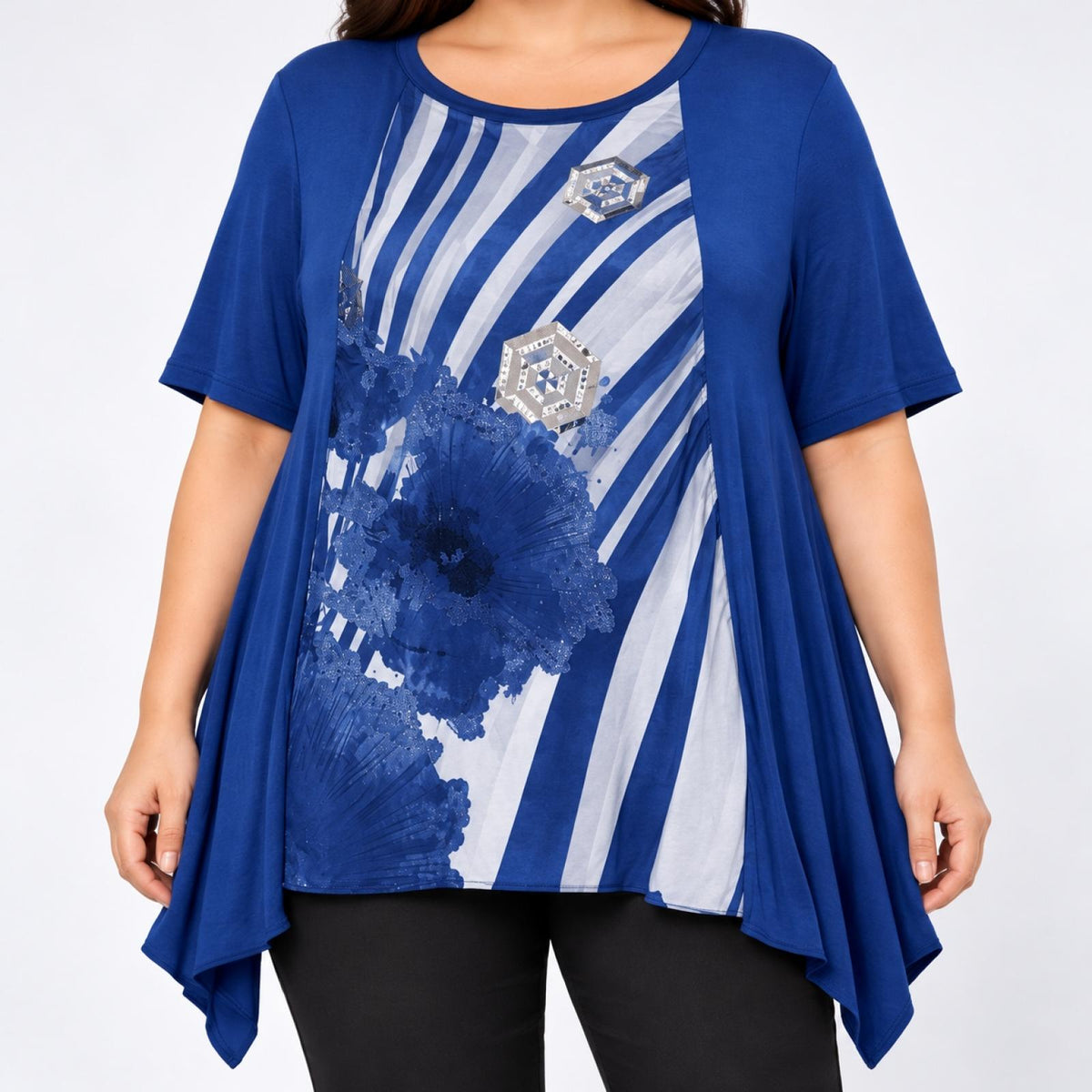 T-shirt femme graphique bleu foncé Modèle Béatrice - vue 2