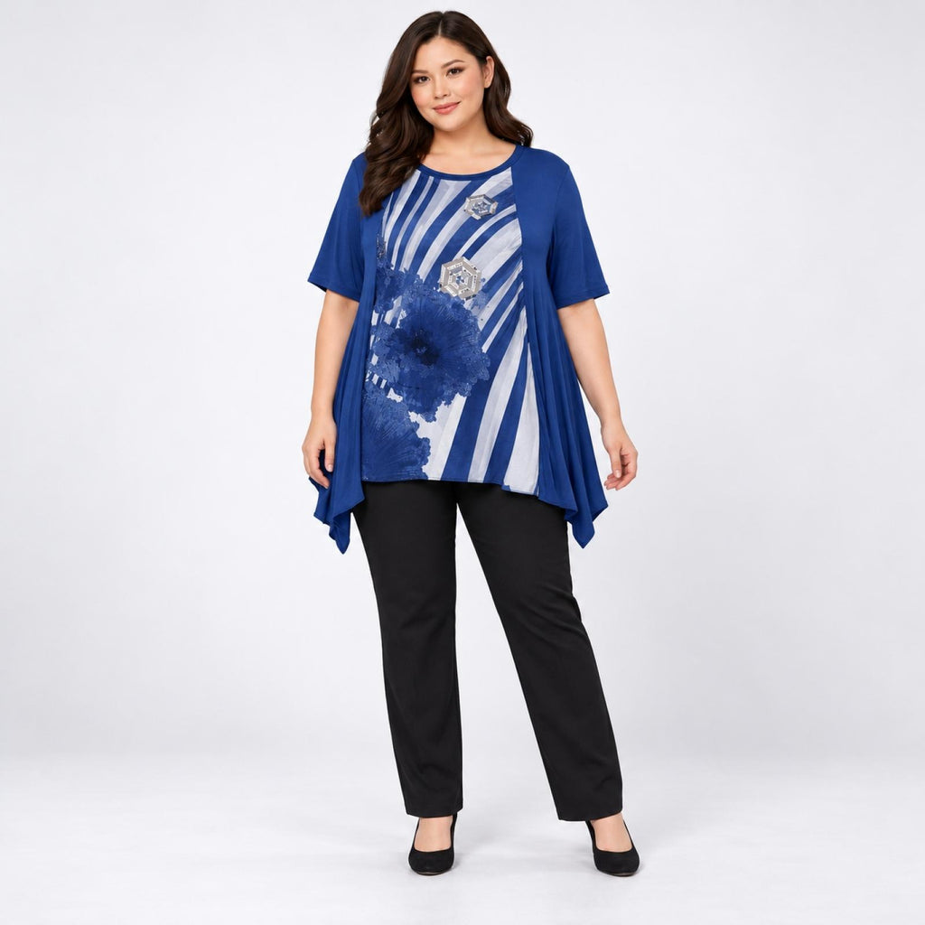 T-shirt femme graphique bleu foncé Modèle Béatrice - vue 4
