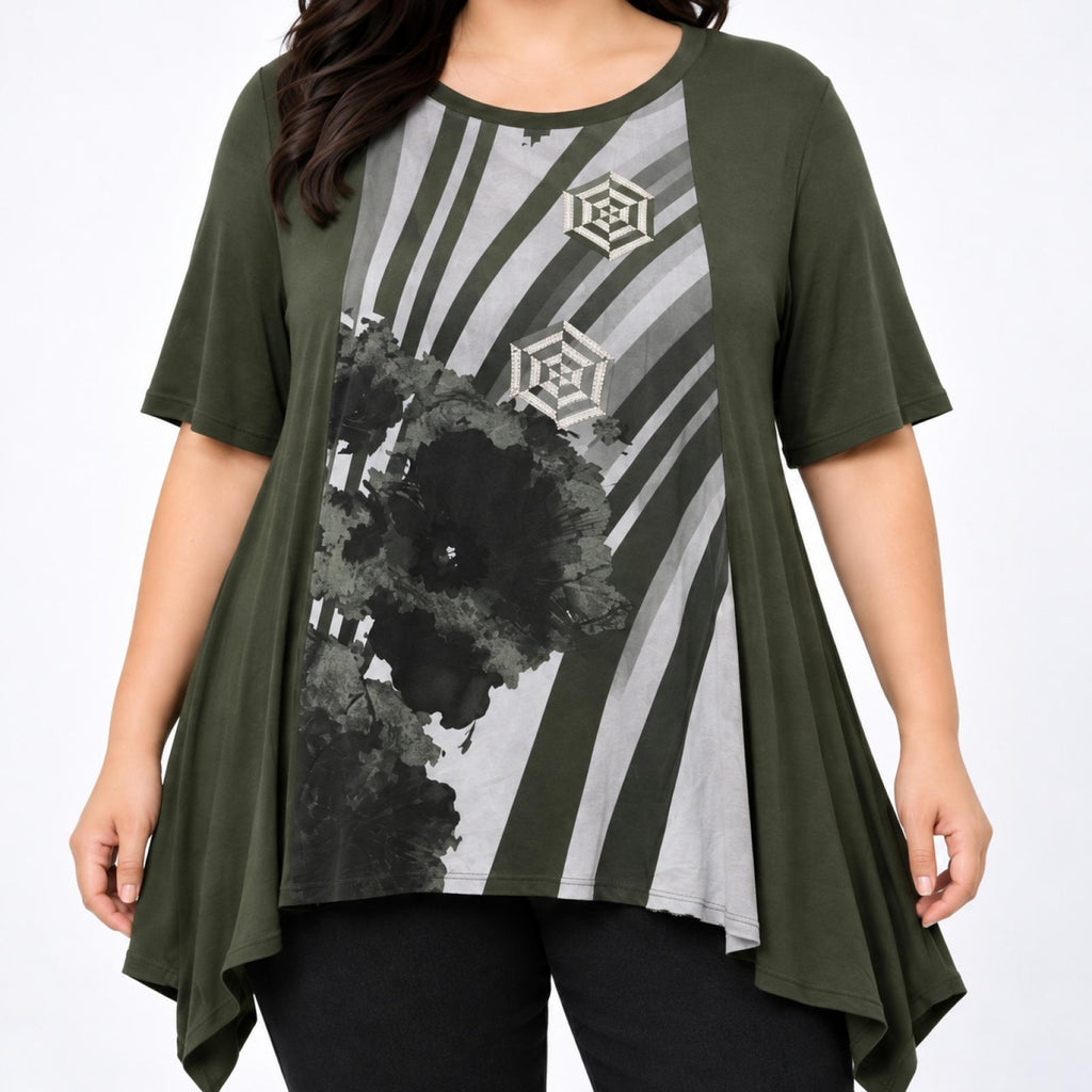 T-shirt femme graphique kaki Modèle Béatrice - vue 2