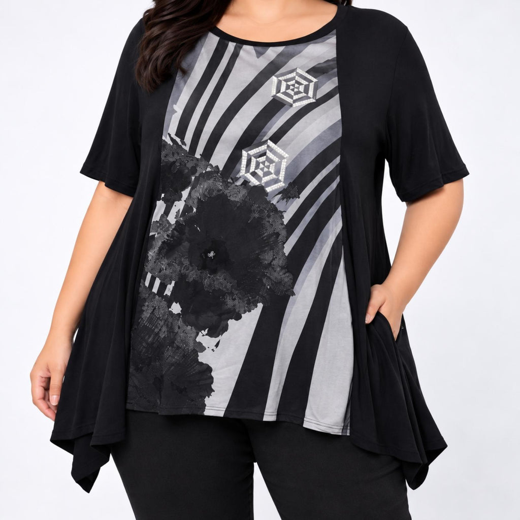 T-shirt femme graphique noir Modèle Béatrice - vue 2