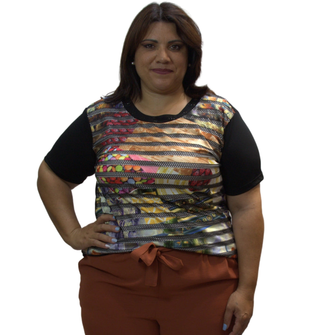 T-shirt femme imprimé coloré Modèle Éclat - Santa Mode