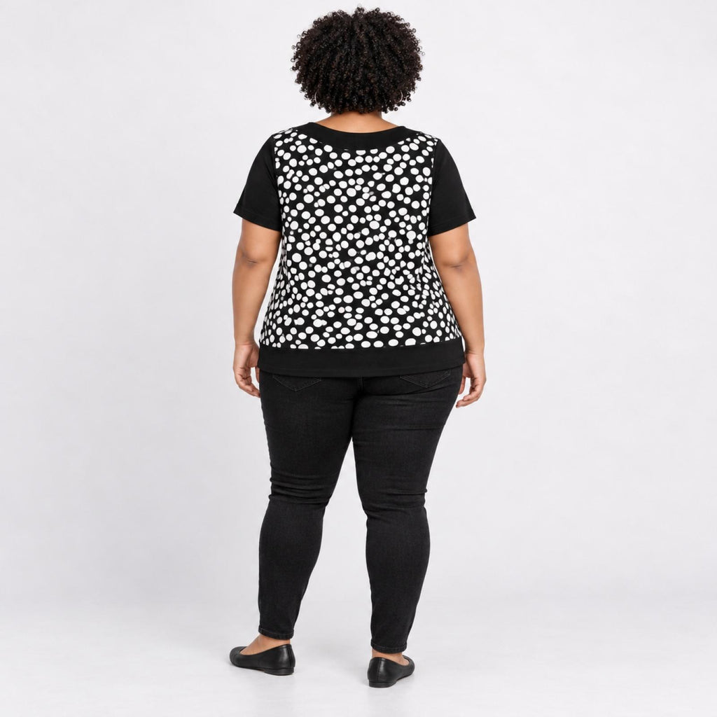 T-shirt femme noir à pois Modèle Martika - vue 4