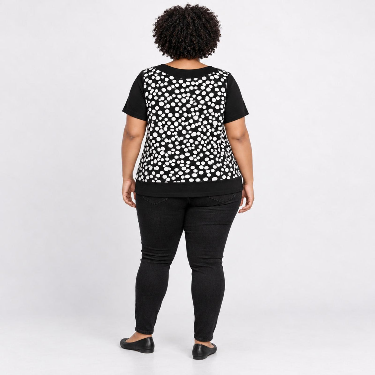T-shirt femme noir à pois Modèle Martika - vue 4