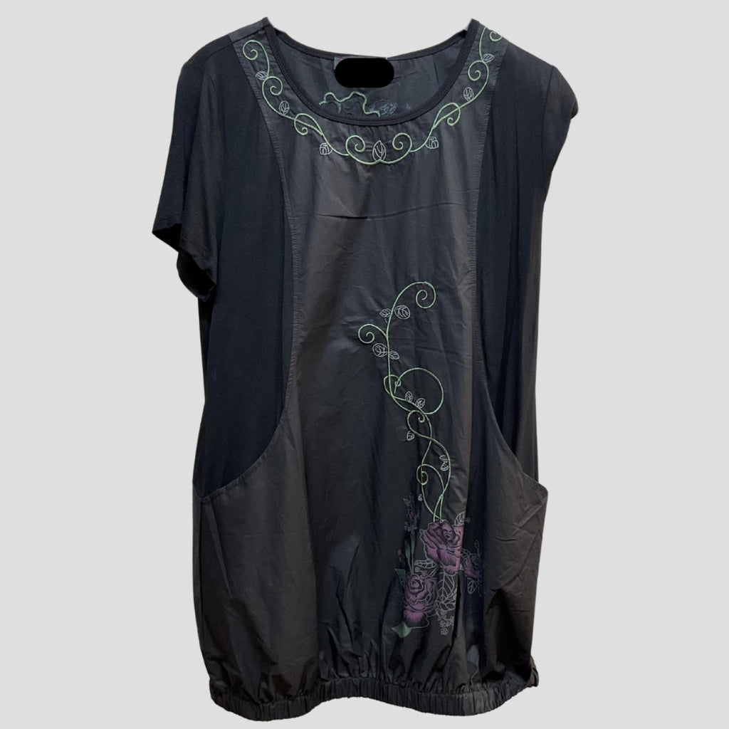 T-shirt femme noir brodé Modèle Zafra - Santa Mode - vue 2