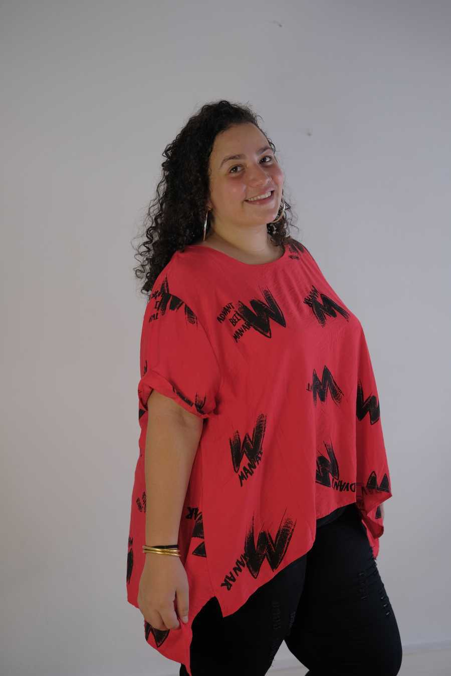 T-shirt femme rouge graphique Modèle Audace - Santa Mode