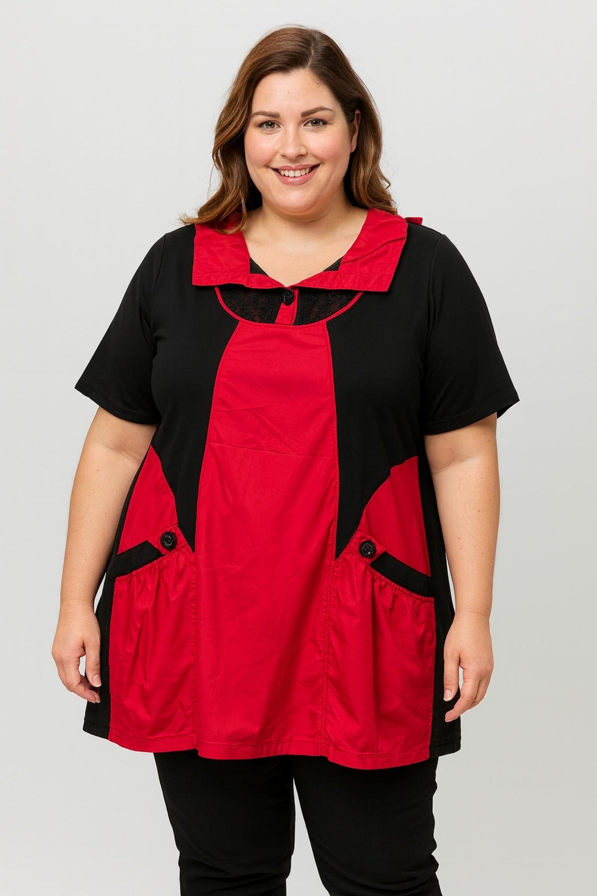 T-shirt femme rouge poches Modèle Yakushima - Santa Mode