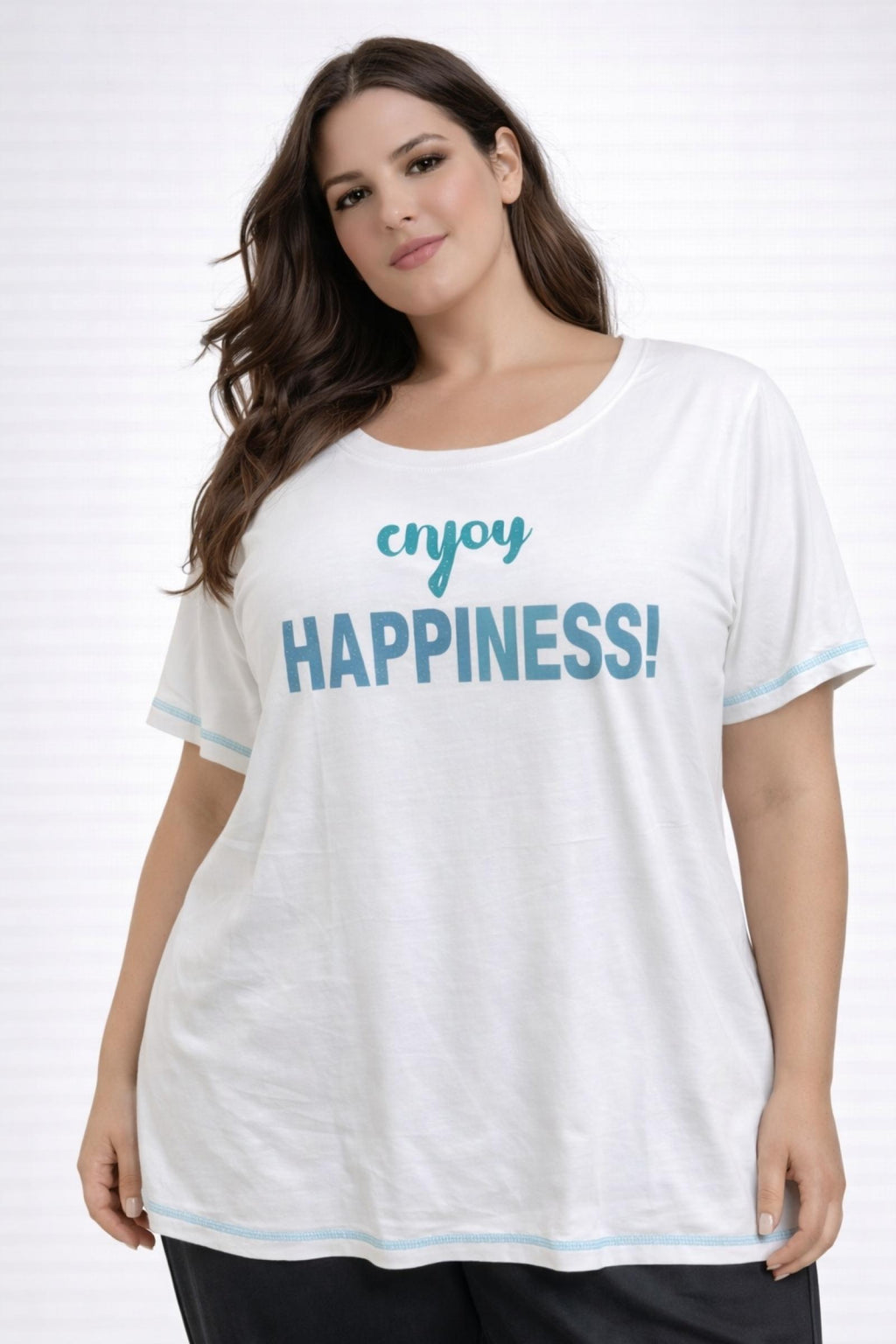 T-shirt grandes tailles blanc Modèle Joyce - Santa Mode