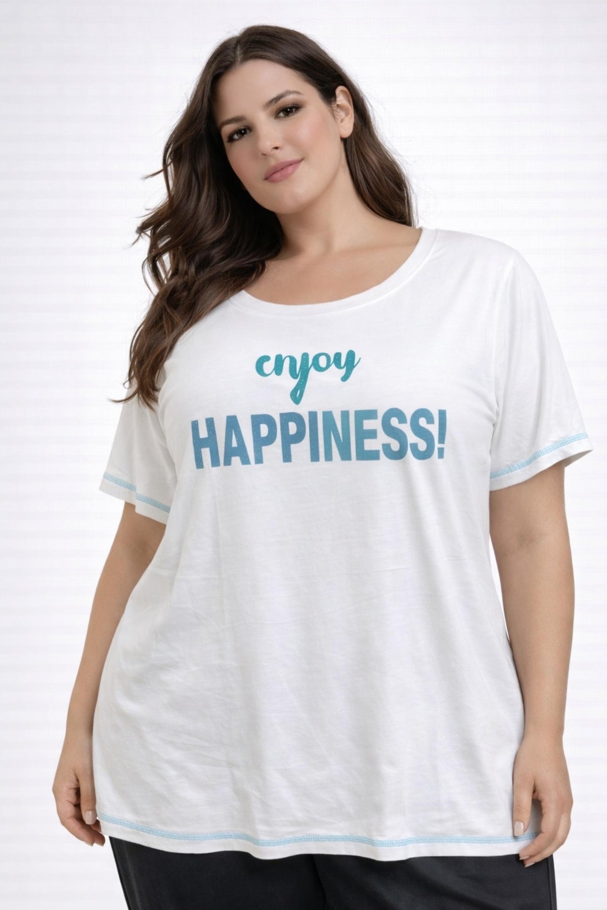 T-shirt grandes tailles blanc Modèle Joyce - Santa Mode
