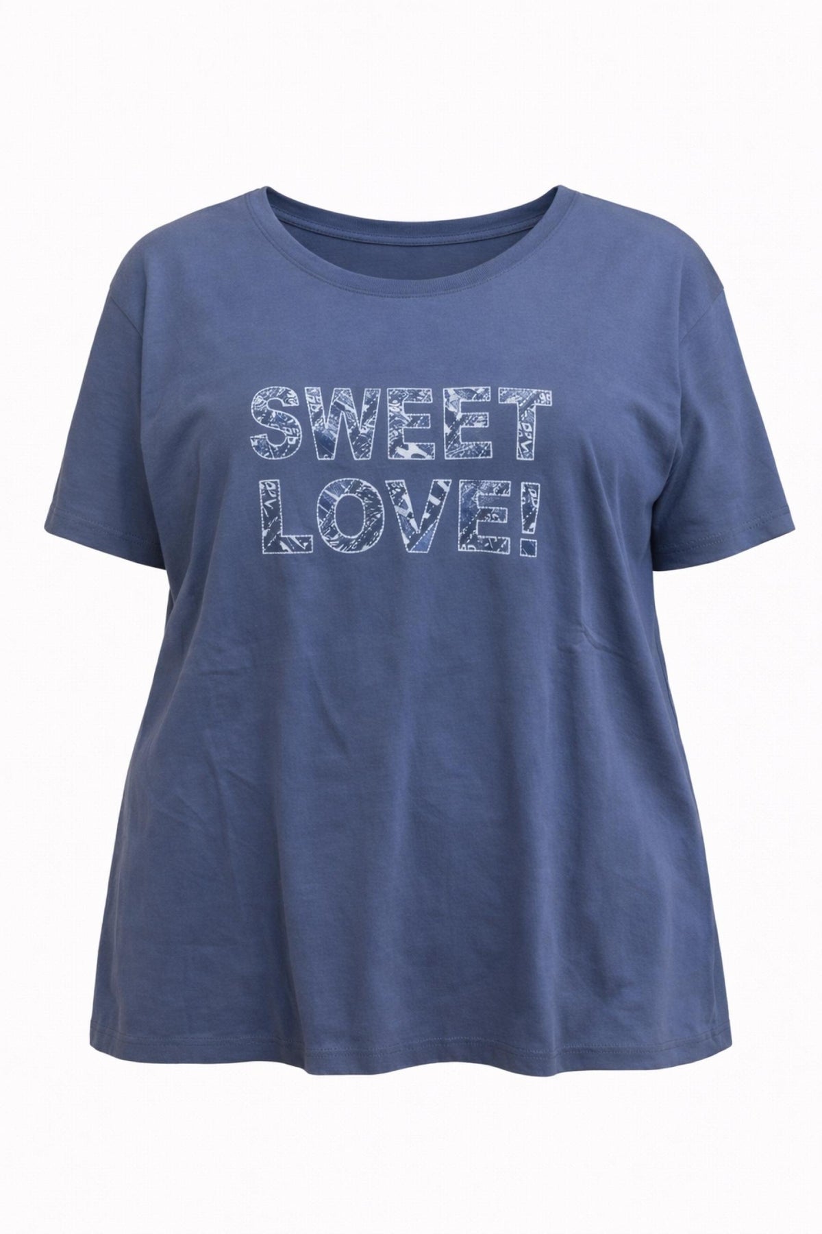 T-shirt grandes tailles bleu indigo Modèle Sweet Love - Santa Mode - vue 2