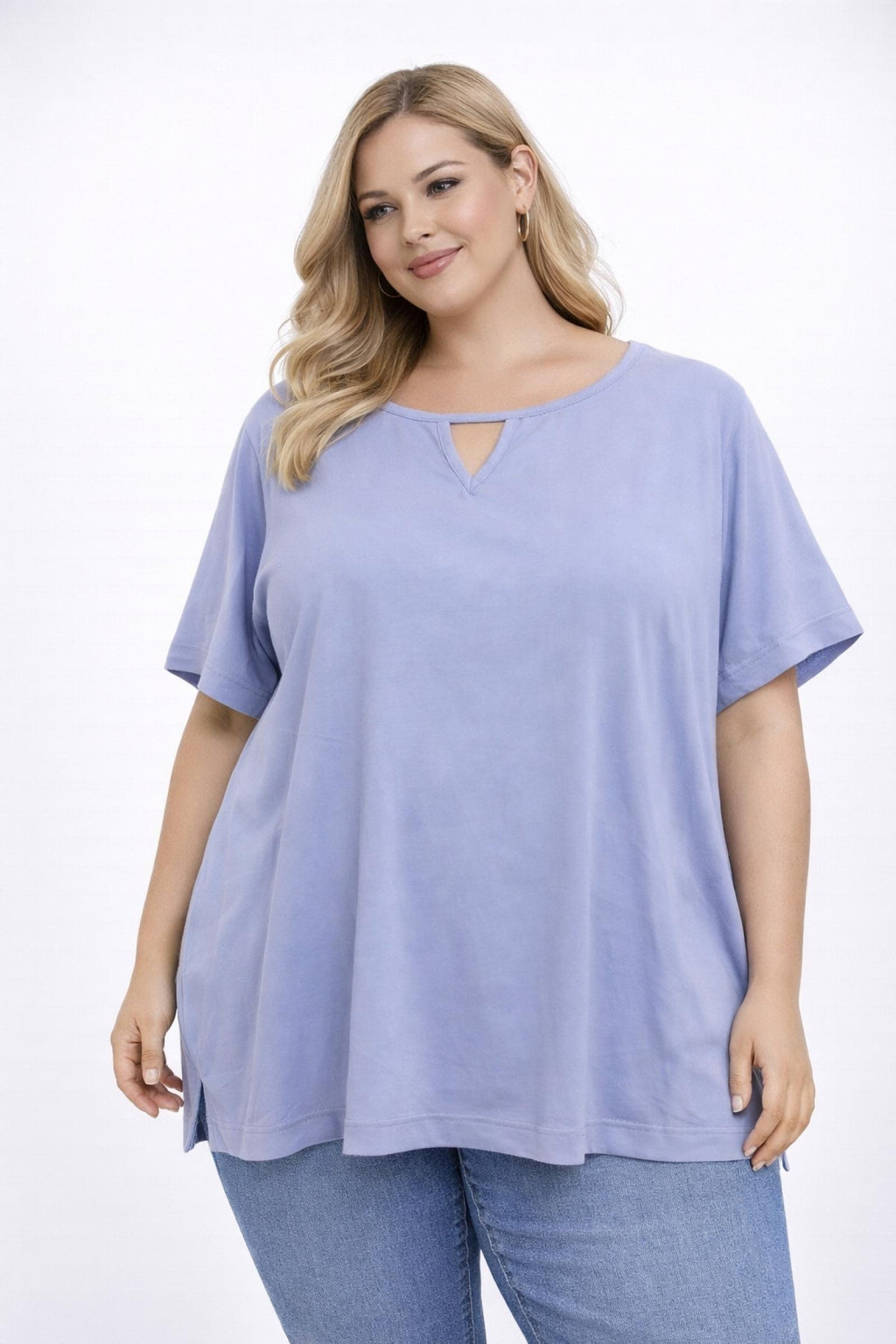 T-shirt grandes tailles bleu lavande Modèle Indila - Santa Mode