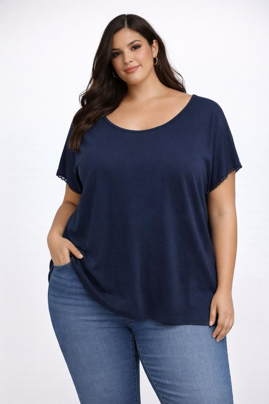 T-shirt grandes tailles bleu nuit Modèle Béatrice - Santa Mode