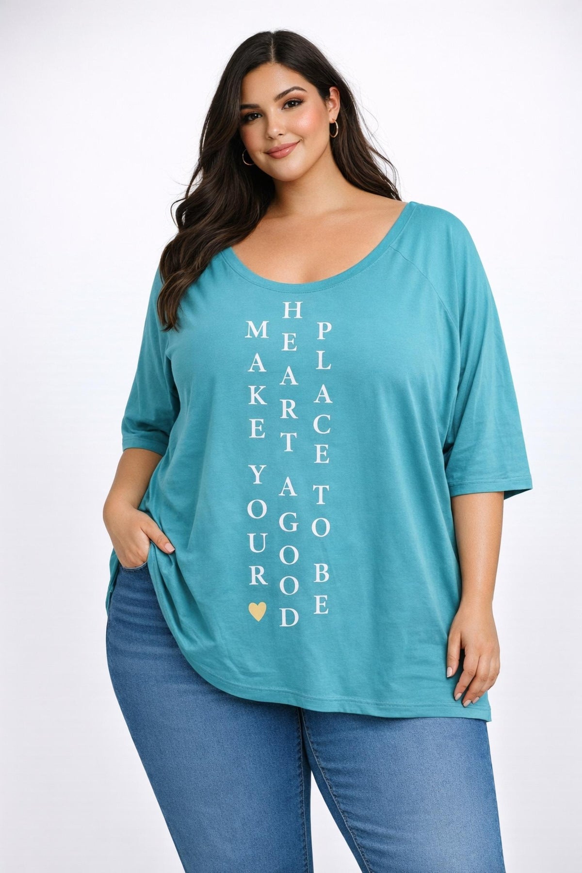 T-shirt grandes tailles turquoise Modèle Aqua - Santa Mode