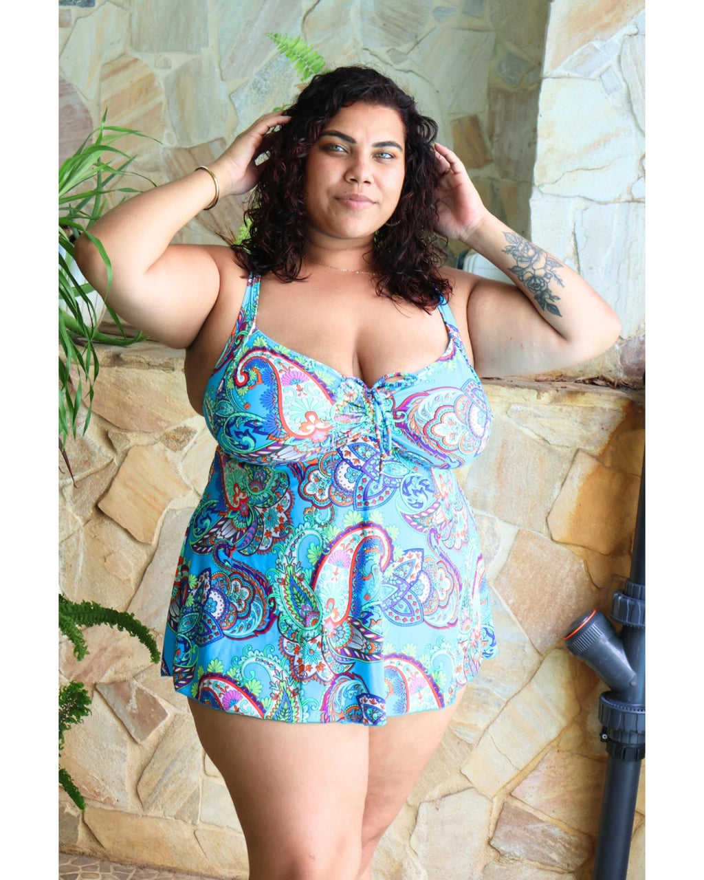 Tankini grandes tailles paisley bleu Modèle Flaviana - vue 2