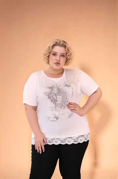 Top à motifs cœurs et finition dentelle Modèle Coralie - vue 3
