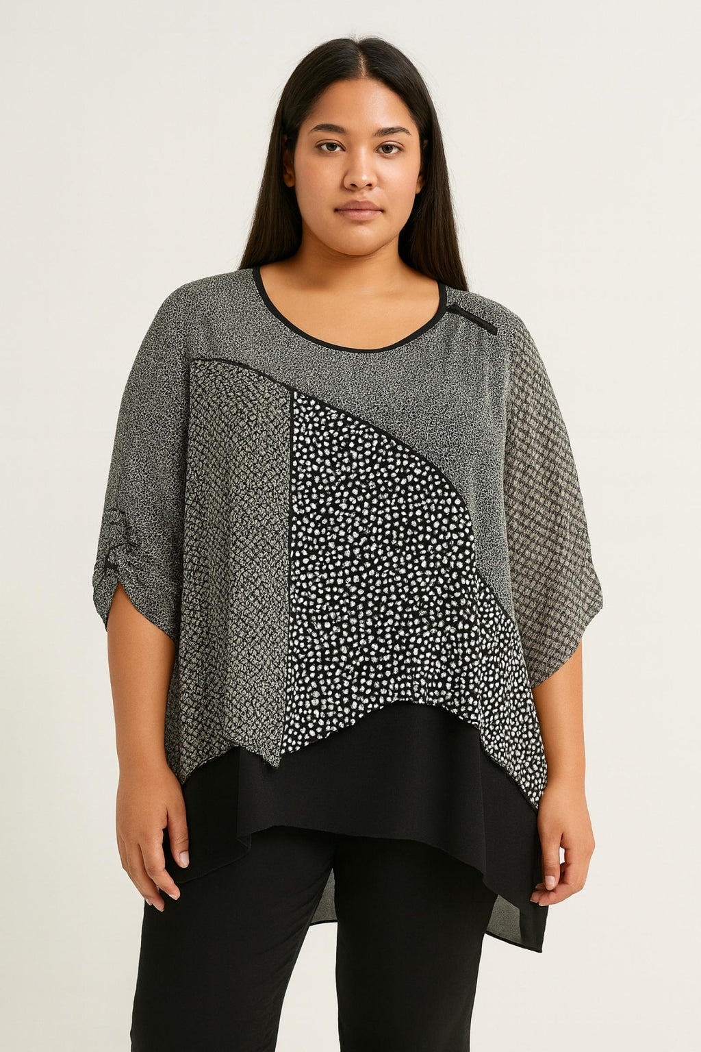 Top asymétrique noir et blanc Modèle Noir Étoilé