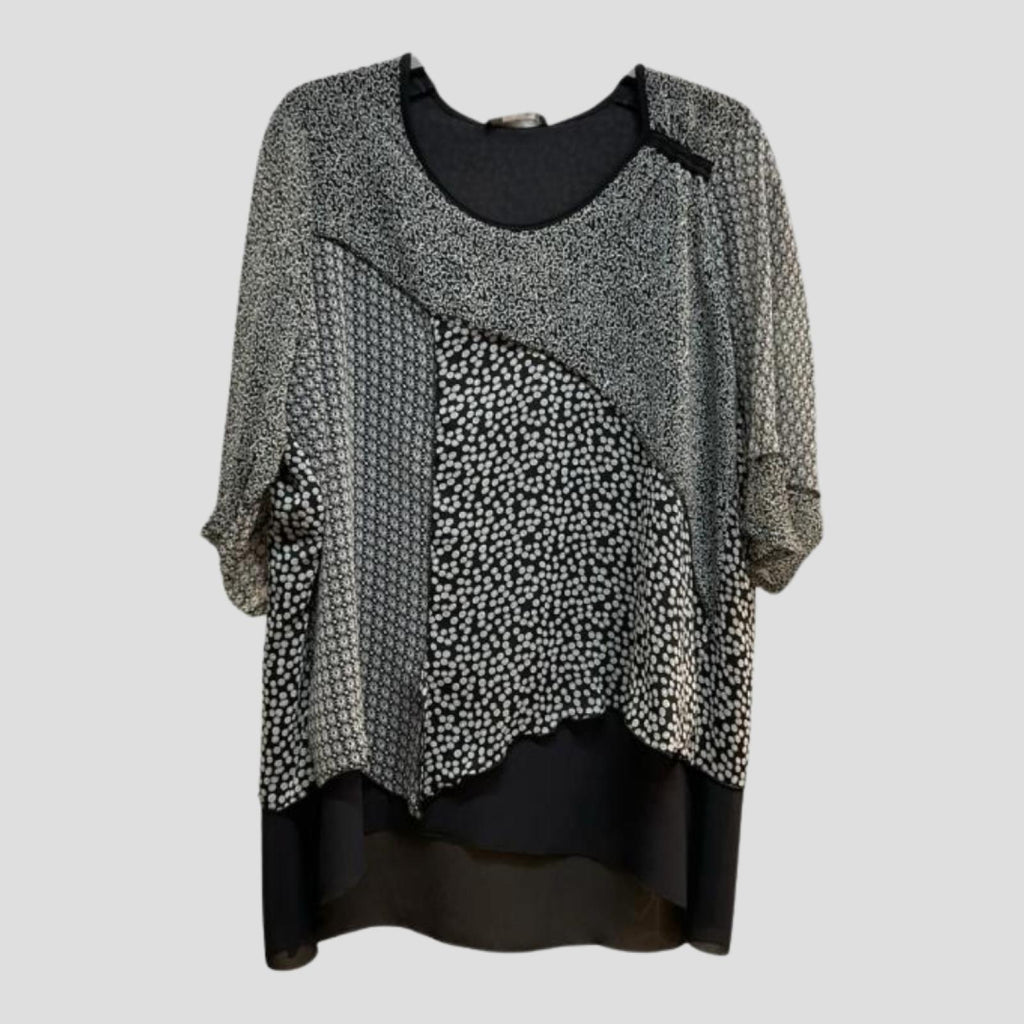 Top asymétrique noir et blanc Modèle Noir Étoilé - vue 2