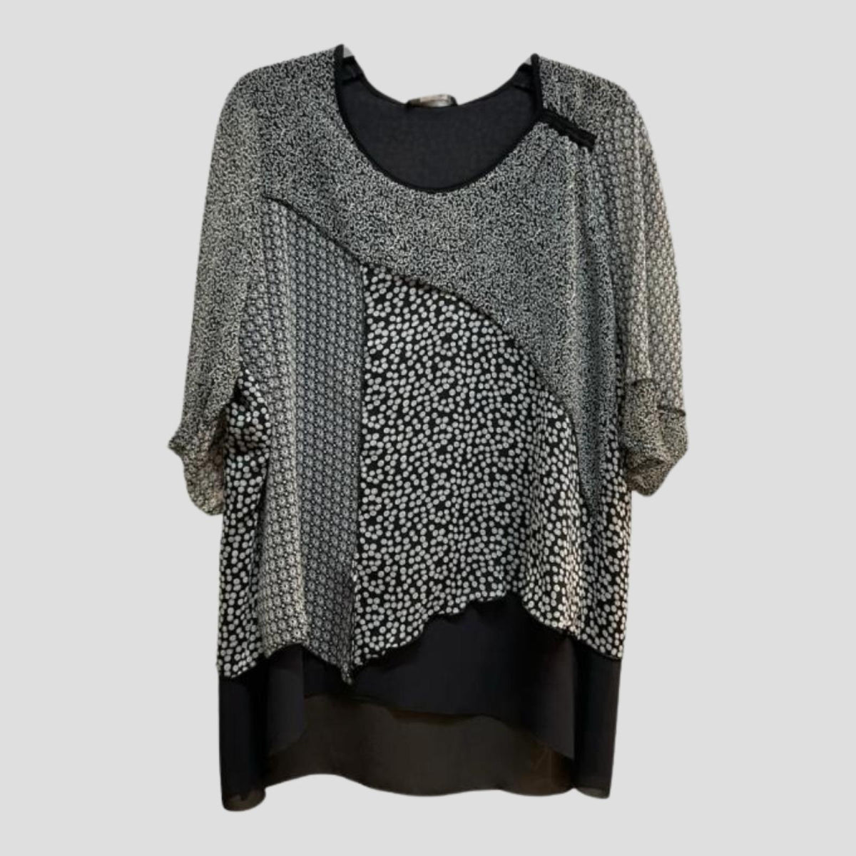 Top asymétrique noir et blanc Modèle Noir Étoilé - vue 2