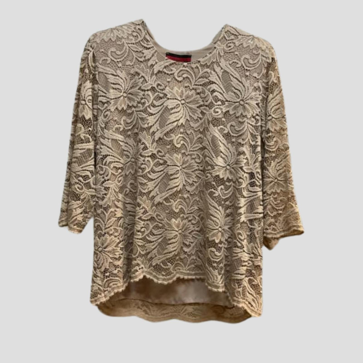 Top beige en dentelle florale Modèle Giselle - vue 2