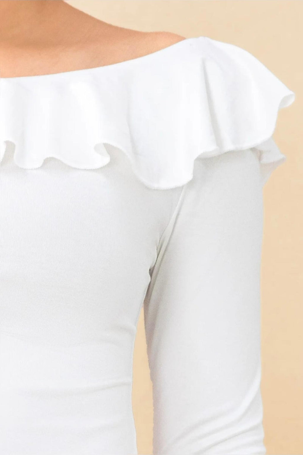 Top col Bardot volanté blanc Modèle Anéa - Santa Mode - vue 4