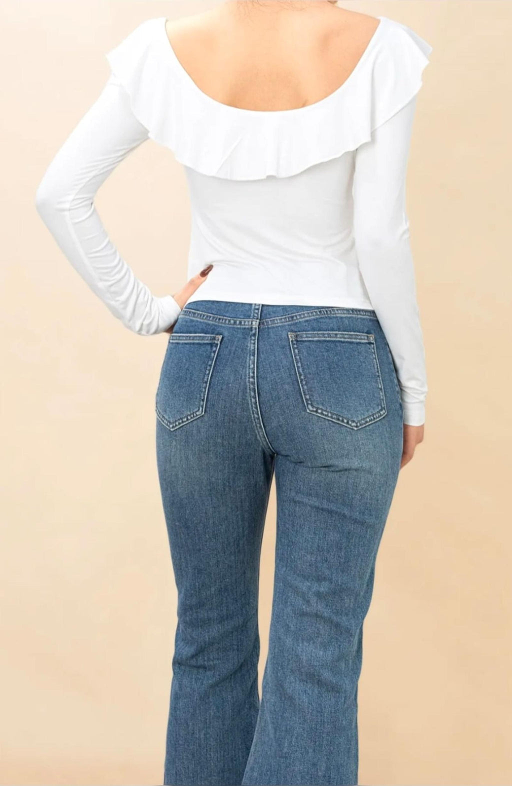 Top col Bardot volanté blanc Modèle Anéa - Santa Mode - vue 5
