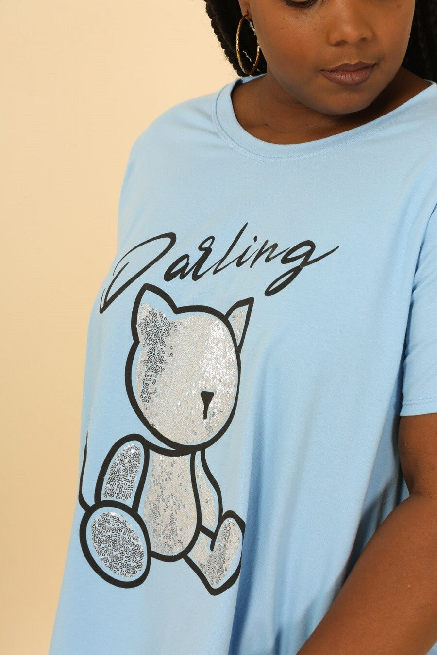 Top en coton à motif chat pailleté Modèle Ravenne - vue 6