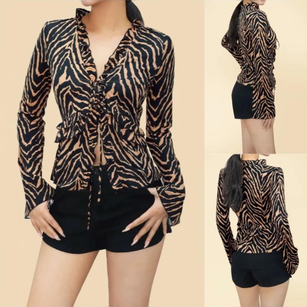 Top femme ajusté imprimé zèbre - Modèle Azna - vue 3