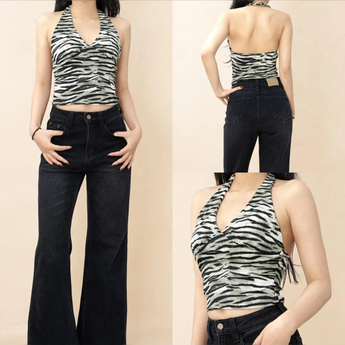 Top femme ajusté imprimé zèbre - Modèle Pina - vue 2