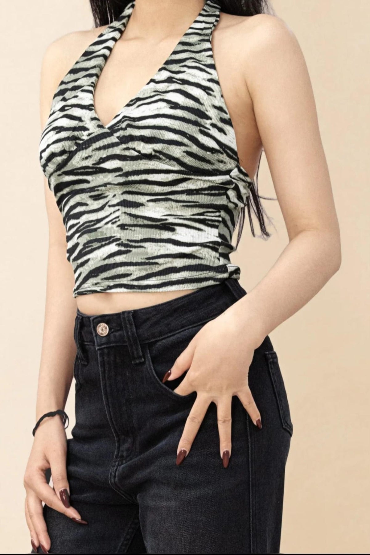 Top femme ajusté imprimé zèbre - Modèle Pina - vue 5