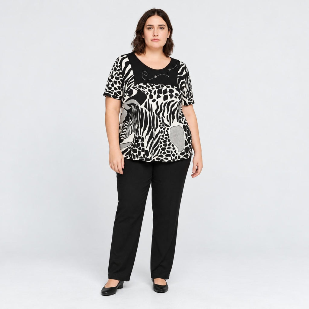 Top femme animalier noir Modèle Yasmin