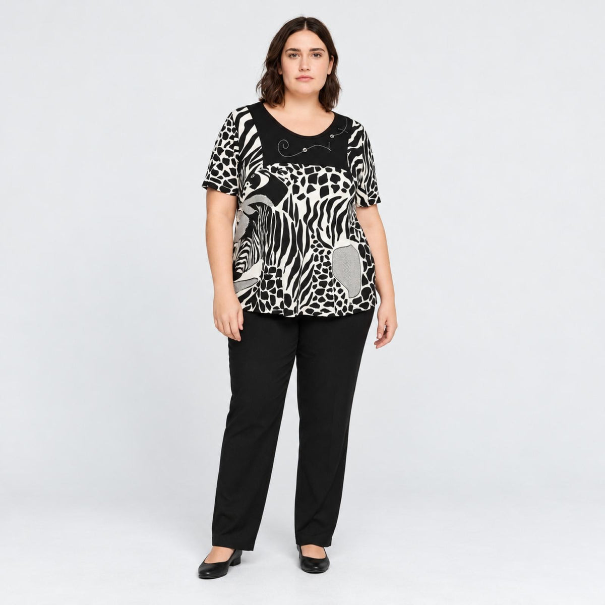 Top femme animalier noir Modèle Yasmin
