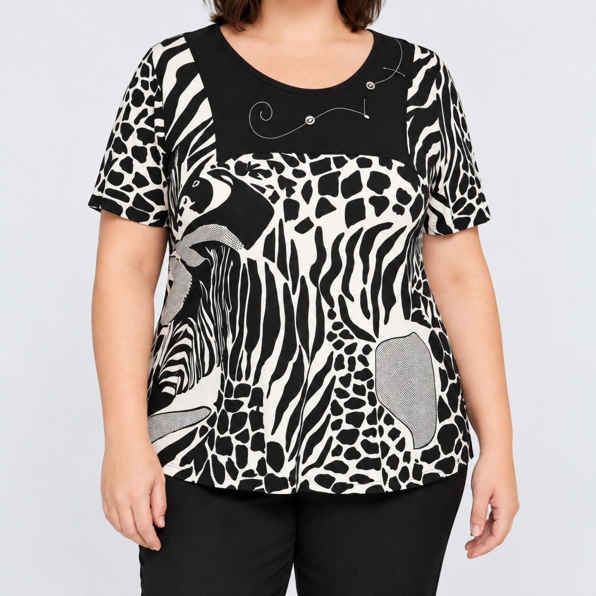 Top femme animalier noir Modèle Yasmin - vue 2