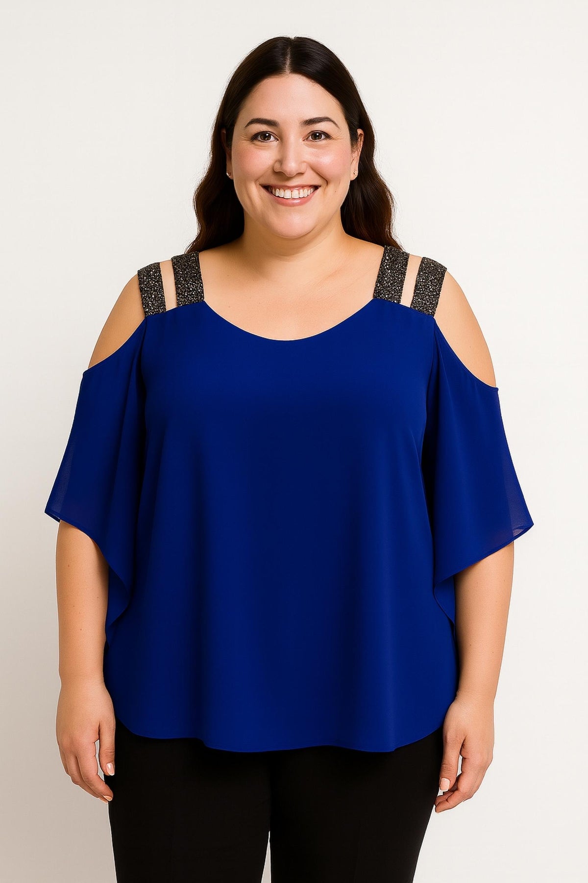 Top femme bleu à paillettes Modèle Erika