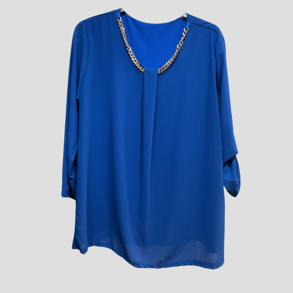 Top femme bleu foncé à chaîne Modèle Kaéna - vue 2