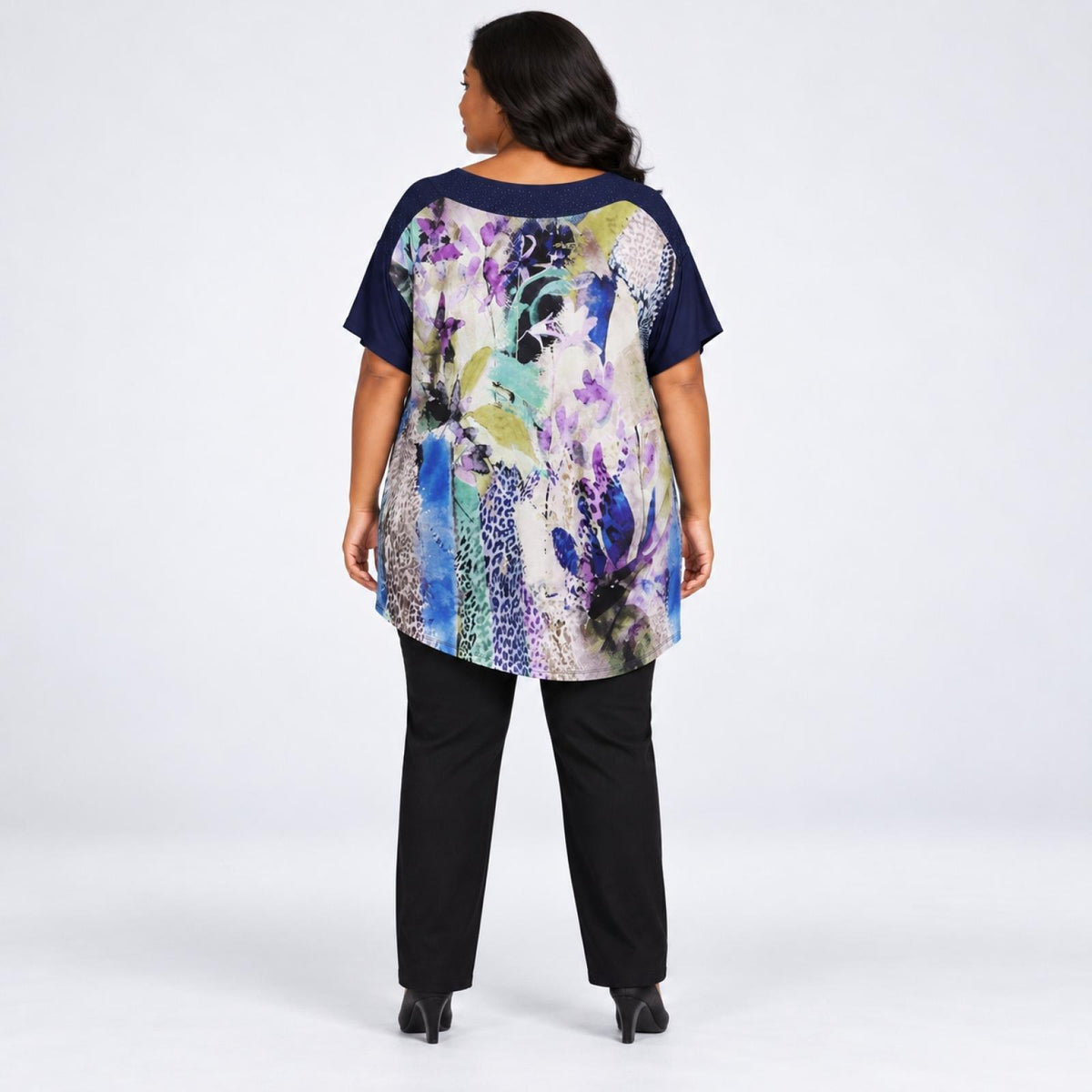 Top femme bleu imprimé Modèle Yuki - vue 3