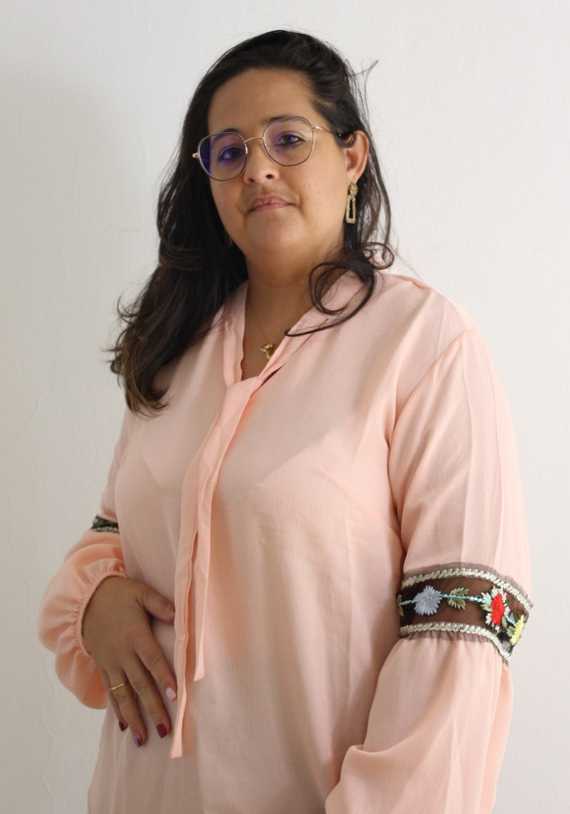 Top femme brodé saumon