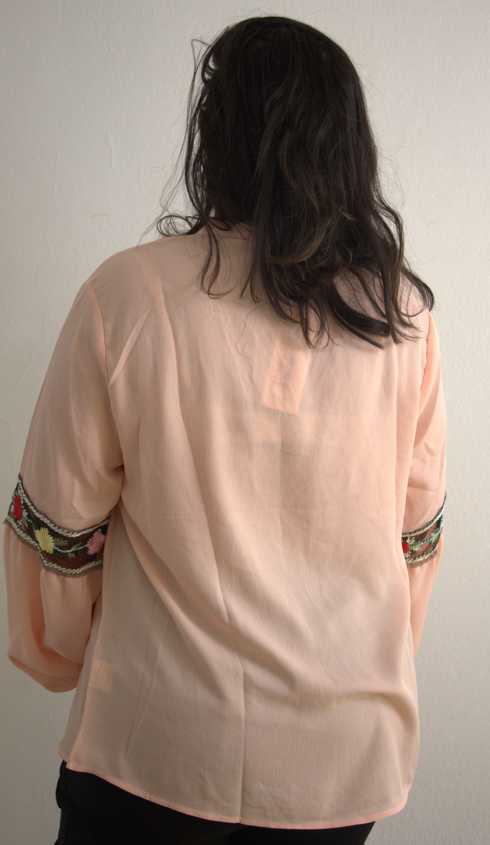 Top femme brodé saumon - vue 3