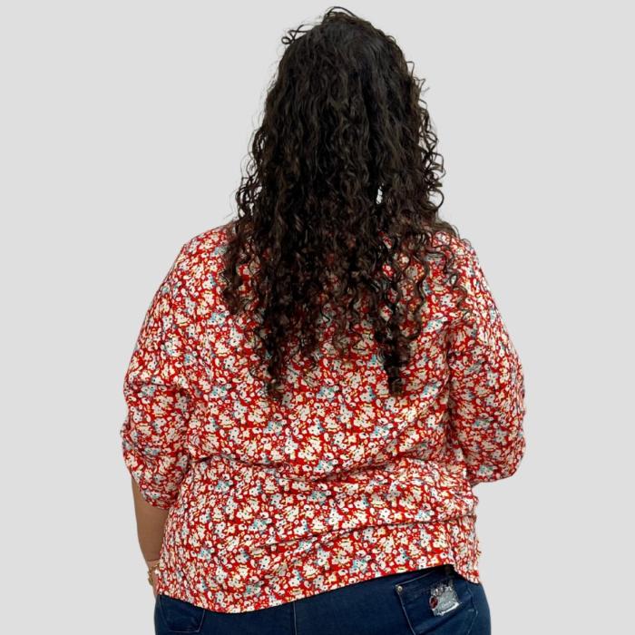 Top femme fleuri rouge Modèle Dara - vue 2