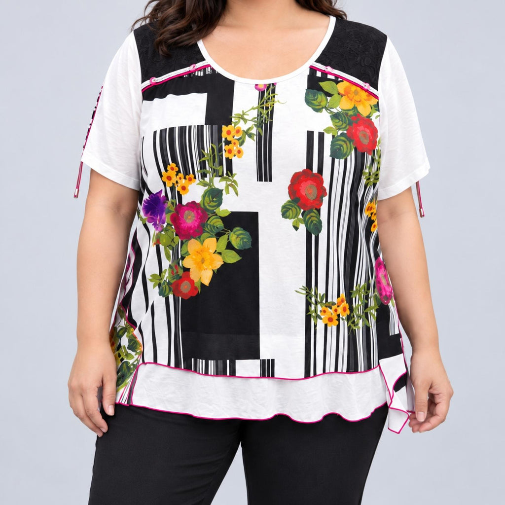 Top femme floral graphique Modèle Amandine - vue 2