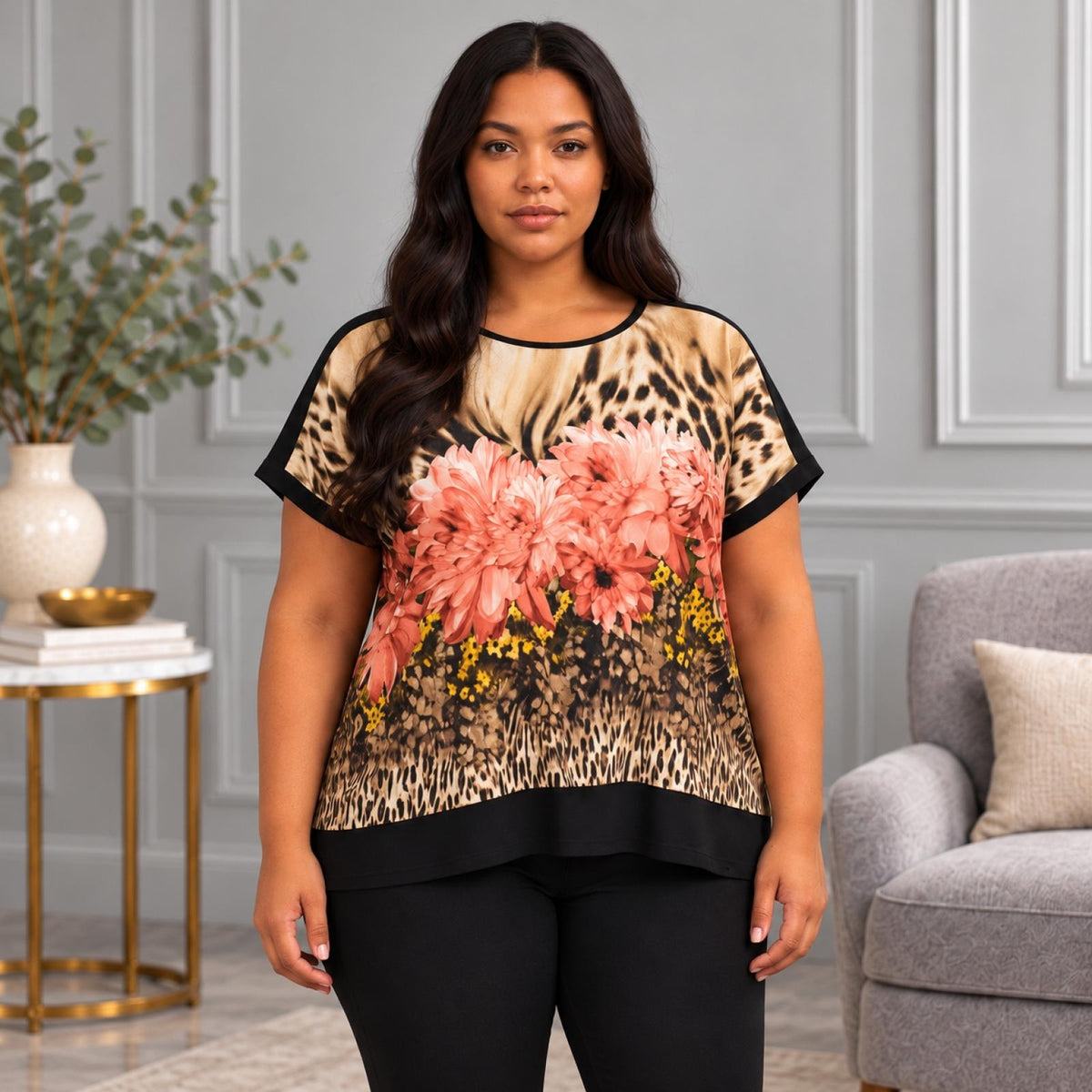 Top femme grande taille Florenza imprimé fleuri - vue 4