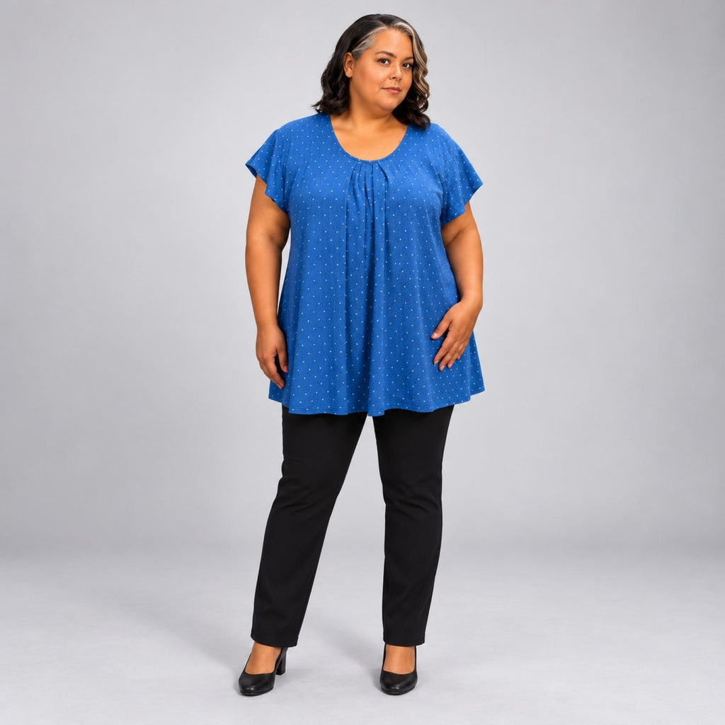 Top femme grandes tailles bleu volanté Modèle Camille - vue 2