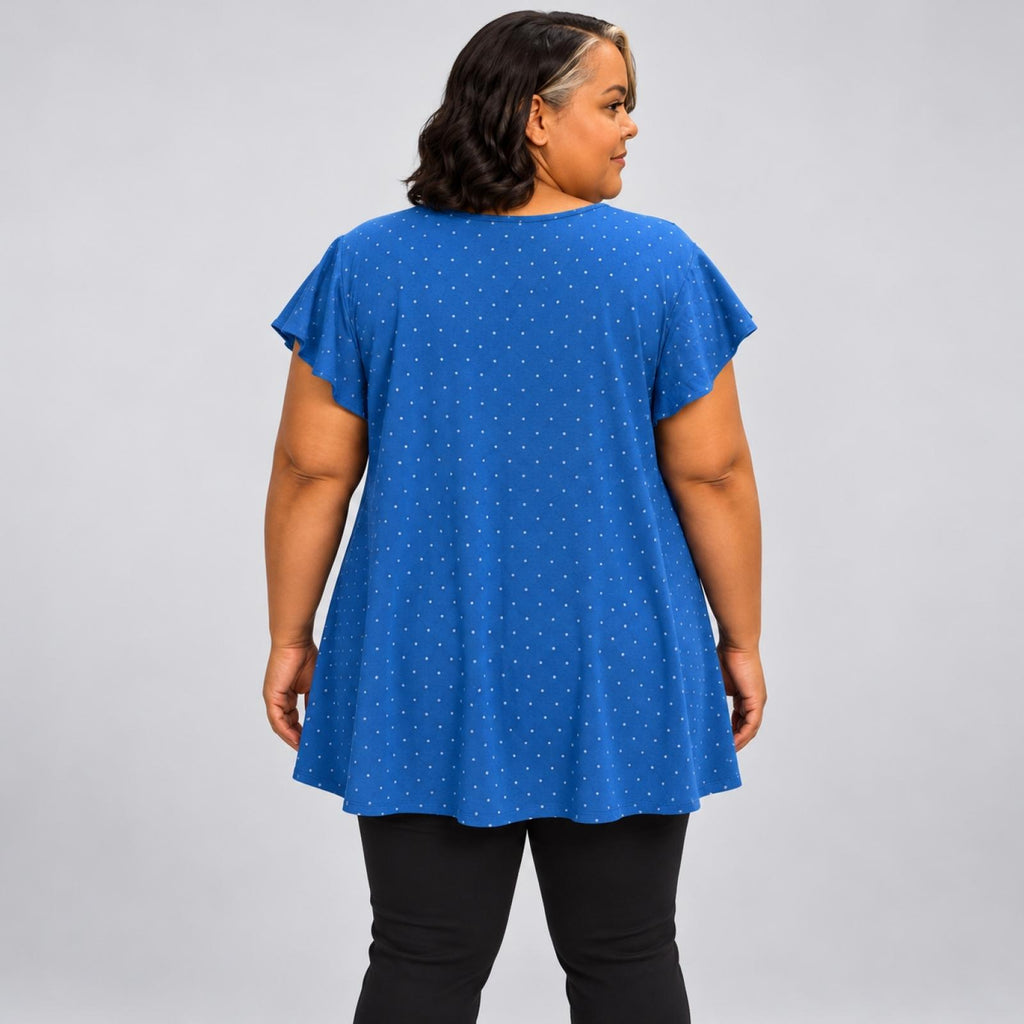 Top femme grandes tailles bleu volanté Modèle Camille - vue 3